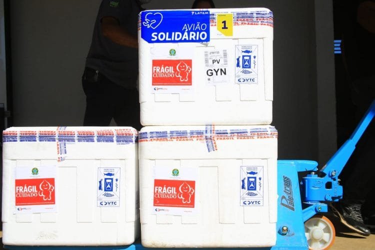 Goiás recebe 34 mil doses da CoronaVac, segunda remessa de vacinas em apenas um dia