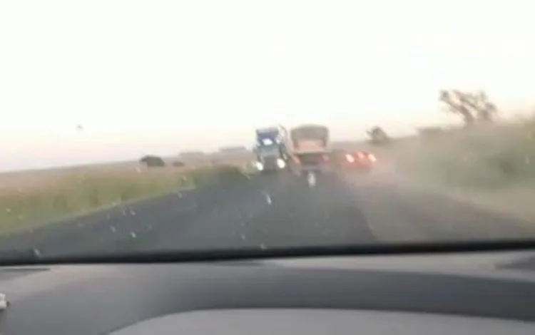 Veículo fura bloqueio policial e capota