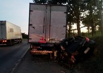 Veículo bate em caminhão quebrado na BR-153 e mata motorista
