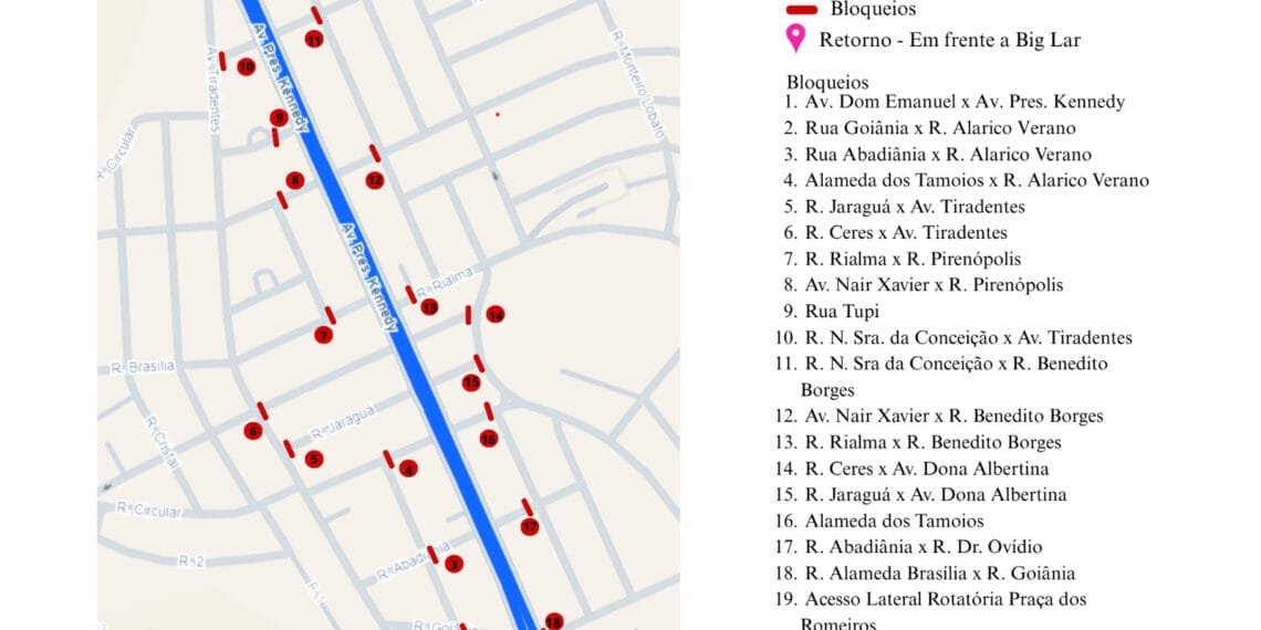 Saiba quais vias serão interditadas para realização da 2ª etapa do 15º Circuito Anapolino de Corrida de Rua, neste domingo (26)