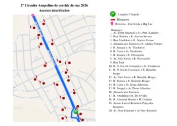 Saiba quais vias serão interditadas para realização da 2ª etapa do 15º Circuito Anapolino de Corrida de Rua, neste domingo (26)