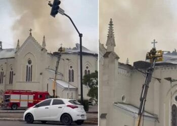 Incêndio atinge igreja centenária em Flores da Cunha (RS) e mobiliza comunidade pela recuperação